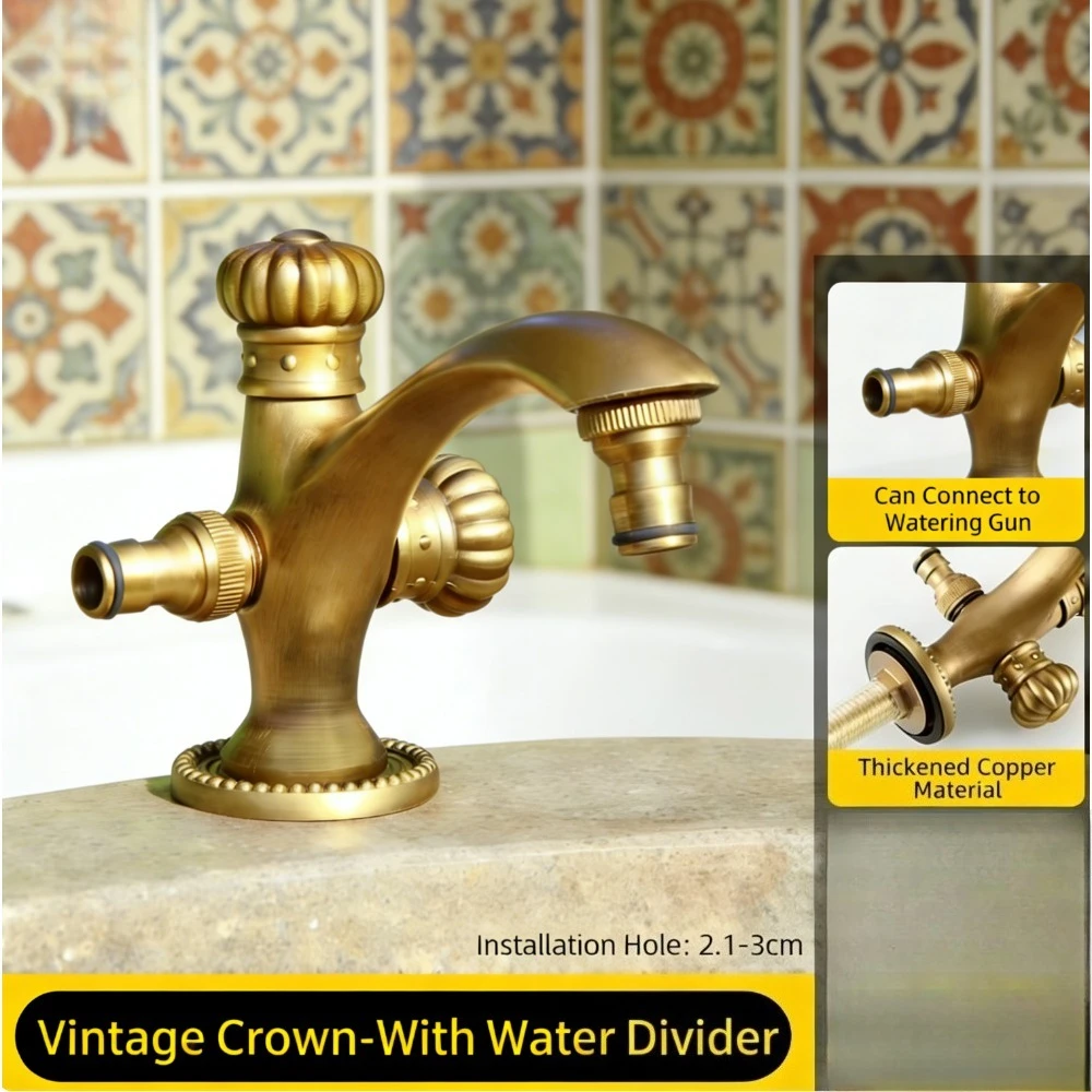 

Brass swivel faucet, antique deck mounted faucet, bathroom brass sink