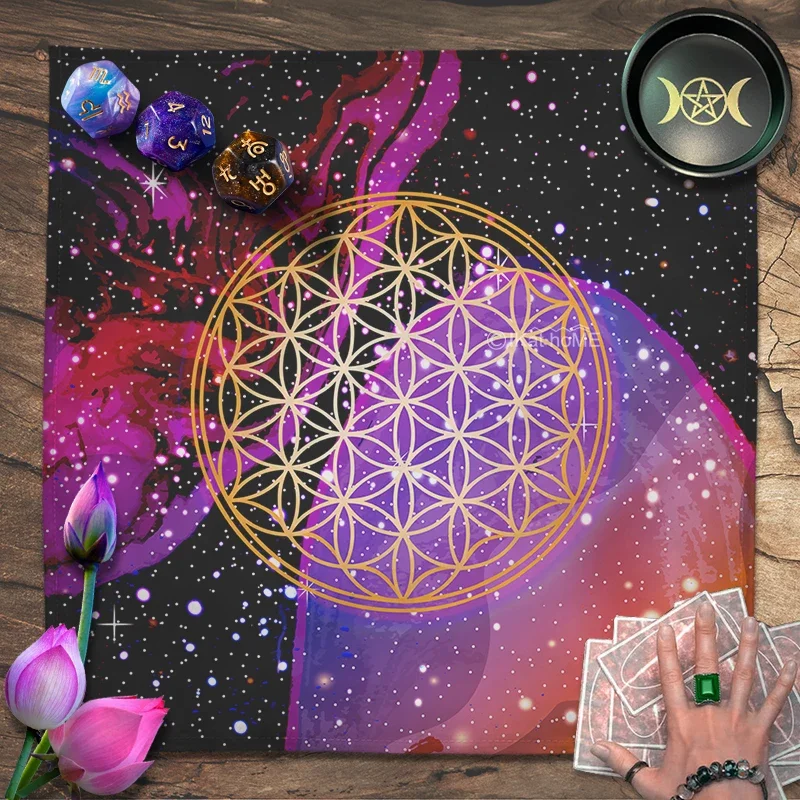 Flower Of Life Tarot Tablecloth Galaxy Star Altar Cloth Pagan Spiritual Witchcraft Divination Astrology Oracle Card Mats Pads