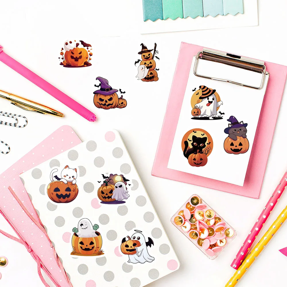 500PCS Halloween Roll Stickers Laptop Luggage Mobile Personalized Colorful Skateboard Living Room Harajuku Decoration Sticker image 5