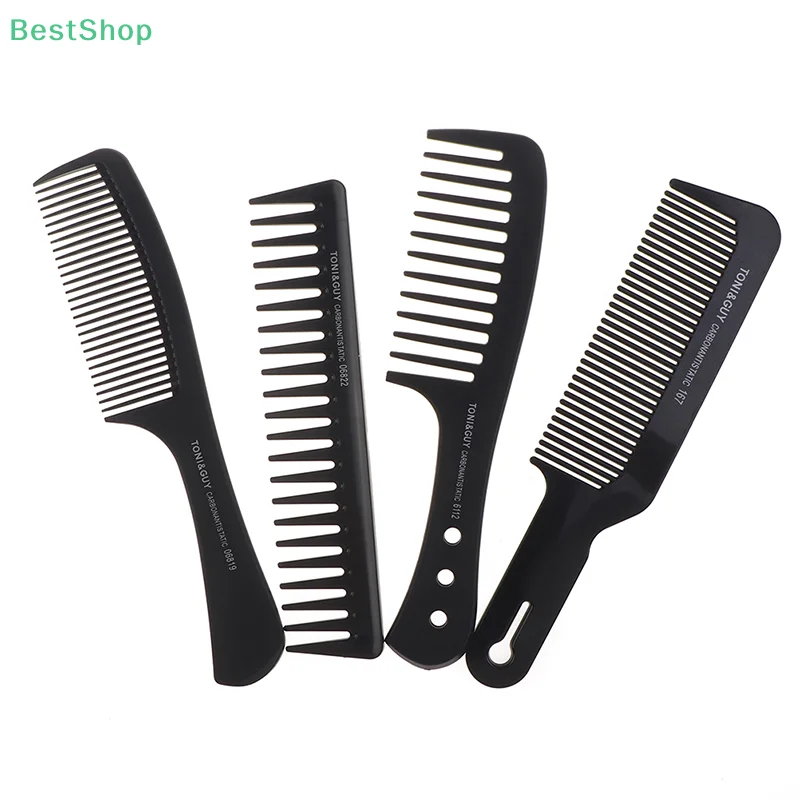 مشط حلاق أسود محمول ذو أسنان واسعة من البلاستيك الأسود المقاوم للحرارة لأداة تصفيف الشعر