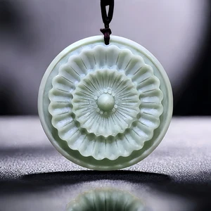 Natural Real Jade Flower Pendant Necklace Accessories Gifts for Women Men Charm Gift Gemstones Carved Jewelry Luxury Chinese