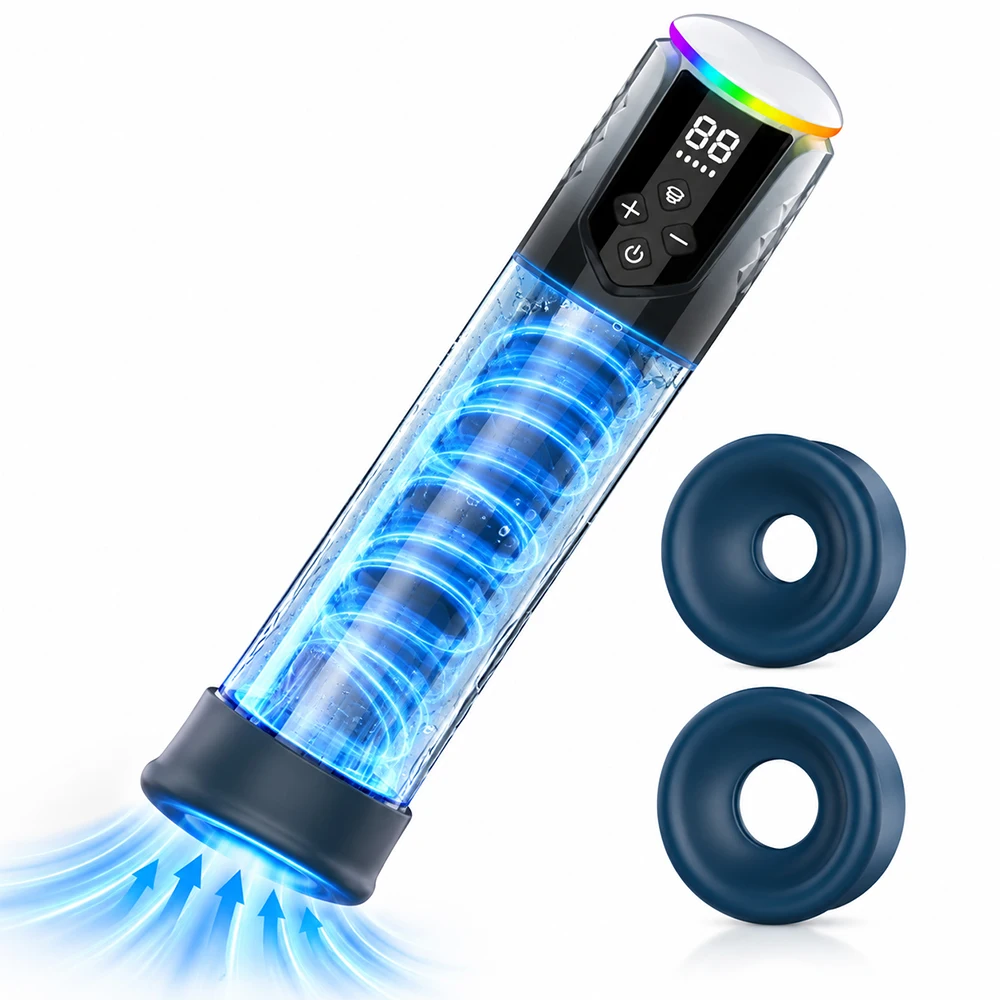 Electric Vacuum Pump for Men Automatic Suction 5 Modes Digital Display Water Bath Rechargeable Male Wellness Device