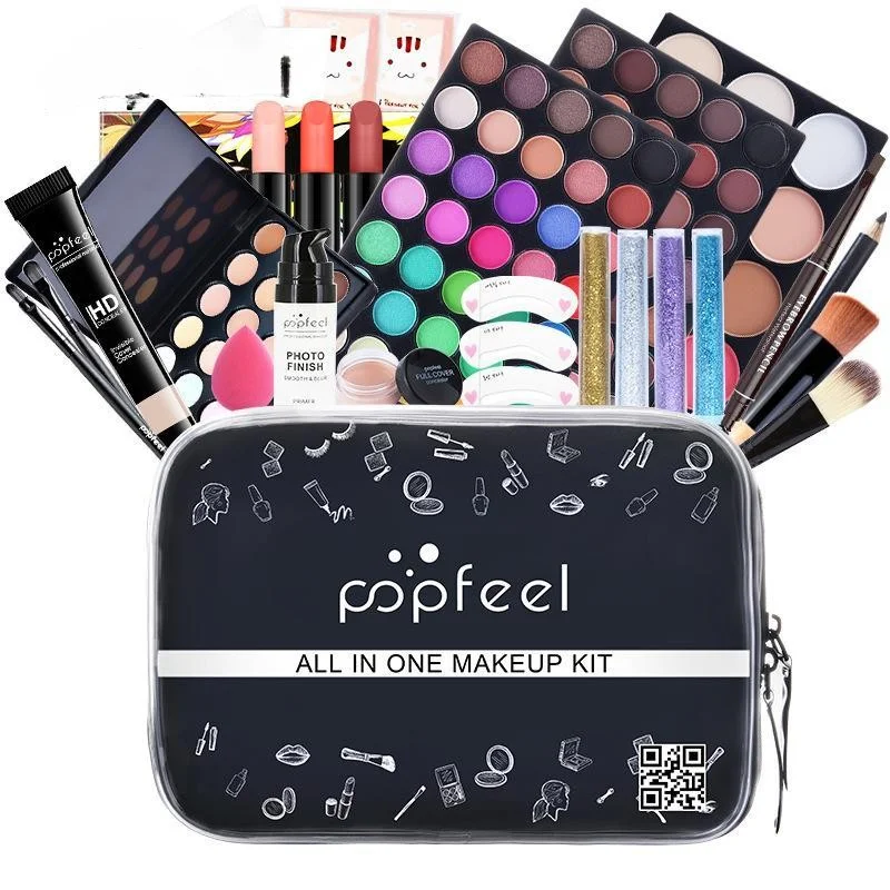 Professional All in One Makeup Set Ladies Daily Makeup Kit Eyeshadow Blush Foundation Face Powder Lipstick Makeup Case Cosmetic