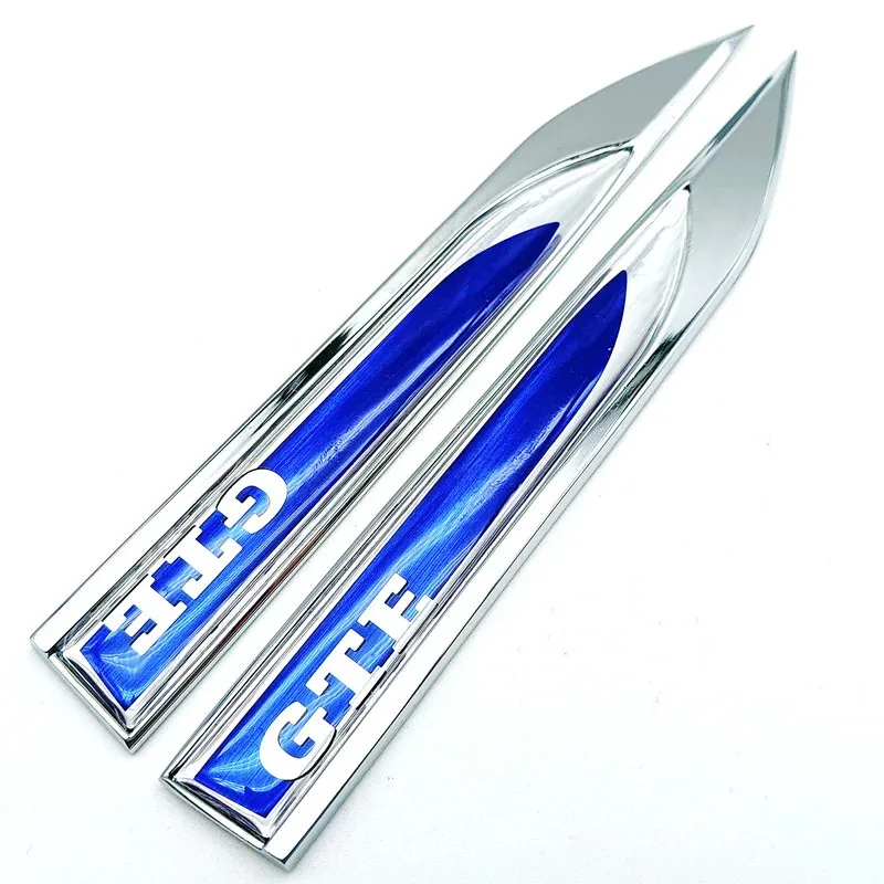 2Pcs 3D Metal Blue Logo GTE Emblem Car Fender Badge For Volkswagen Golf GTE MK7 7 7.5 8 Passat B8 GTE Sticker Accessories