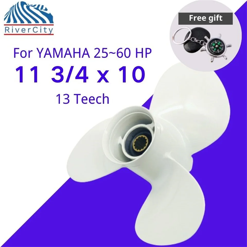 Outboard Propeller For Yamaha 25hp 40hp 45hp 48hp 55hp 60hp 11 3/4 *10 Boat Aluminum Alloy Screw 3 Blade 13 Spline Marine Engine