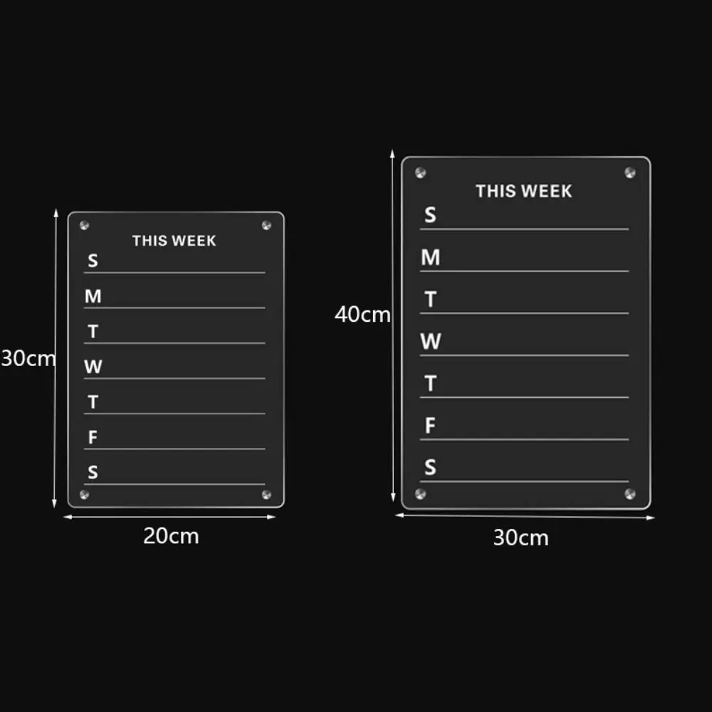 Acrylic Magnetic Calendar Board Clear Rectangle Message Board Reusable with Pen and Erase Fridge Magnet Sticker School