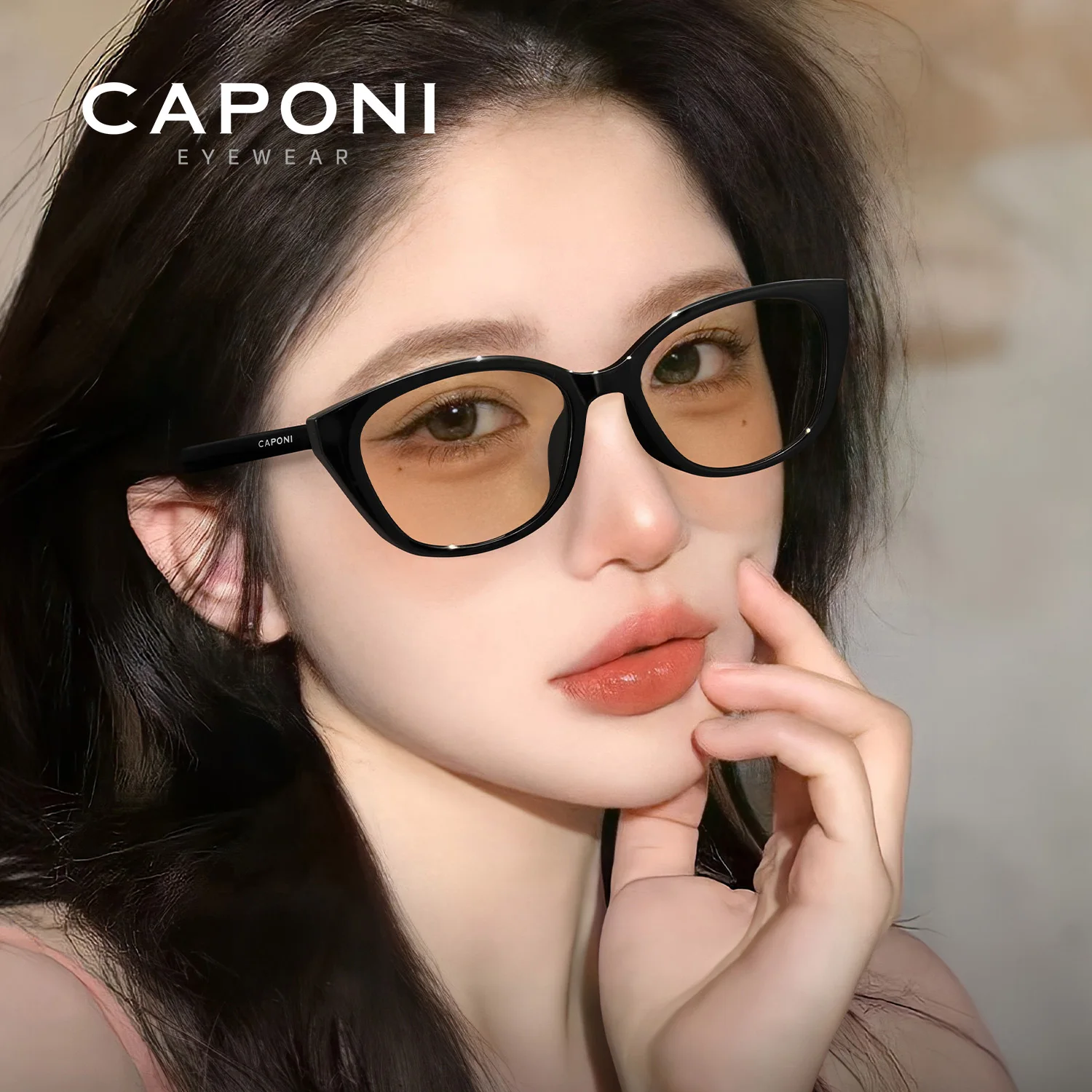 CAPONI Polarized Women Sunglasses Fashion High Quality Outdoor Driver Eyewear Anti Glare UV400 Protection Brown Shade CP34206
