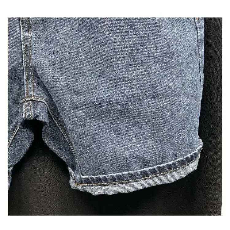 여름 패션 럭셔리 의류 디자이너 남자의 새로운 캐주얼 블루 데님 여름 스트레이트 레그 세련된 남자 친구 반바지 클래식 청바지