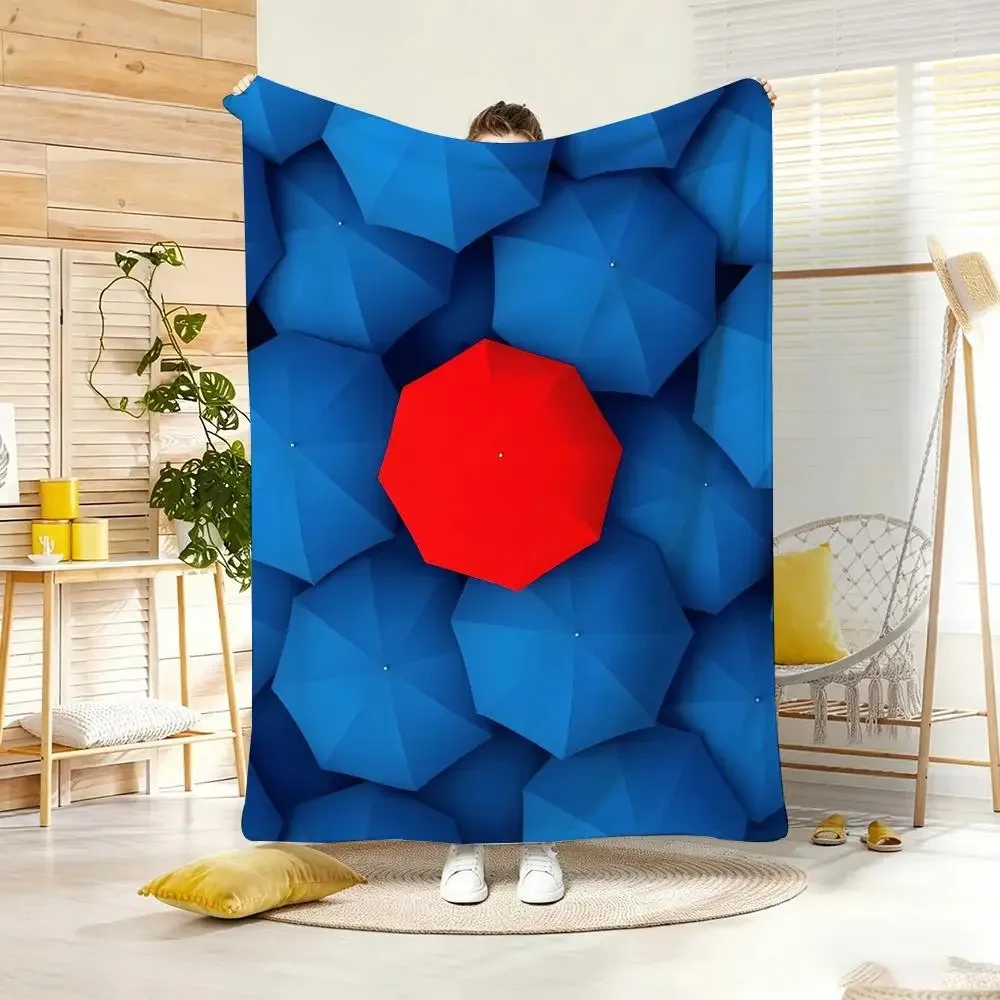 Minimalist Geometric Art Parasol Throw Lightweight  Flannel Blanket Soft Skin-friendly for Summer Cooling