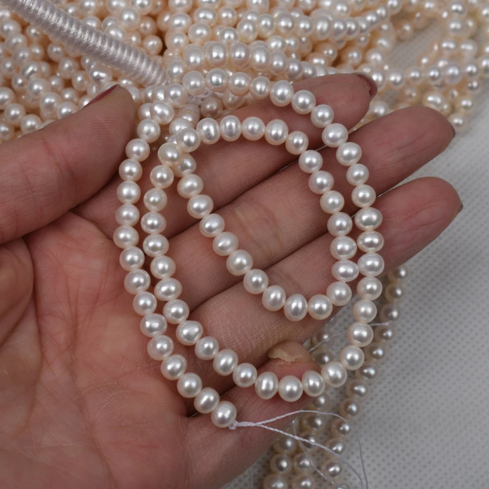 4A Grade White Natural Freshwater Pearl Beads 5-6mm round Loose for Women DIY Jewelry Making Accessories Necklace Bracelet Gifts