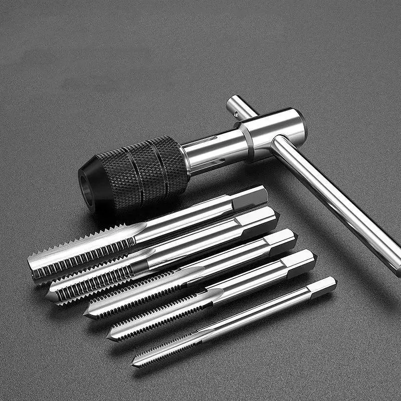 T-Handle Wrench M3 M4 M5 M6 M8 Hand Tap Reamer Thread Tapping Tool Set Adjustable Machine Screw Thread Tapping Drill Bit