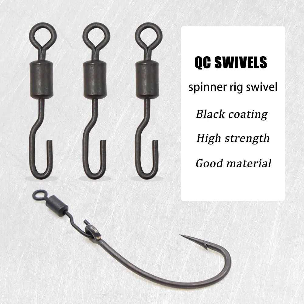 20pcs Carp Fishing Accessories Quick Change Hooklink Ring Swivels For Spinner Rig Hook Connector Snap Swivels End Tackle