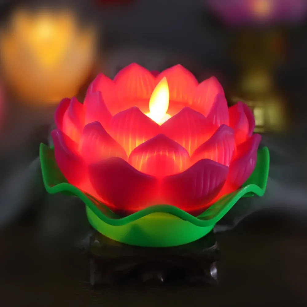 Convenient Plastics Lotus Flower Light Lotus Flower Lotus Candles Lotus Candle Lamp