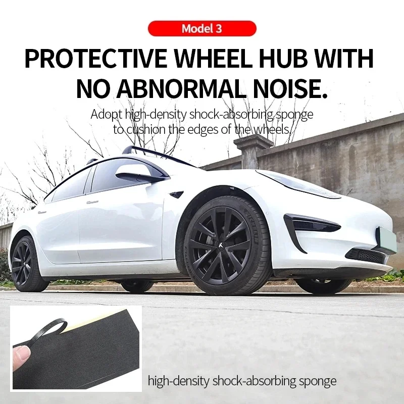 4PCS HubCap Car Replacement Performance Wheel Cover Cap Automobile Full Rim Cover Kits Part for Tesla Model 3 18 Inch 2018-2023