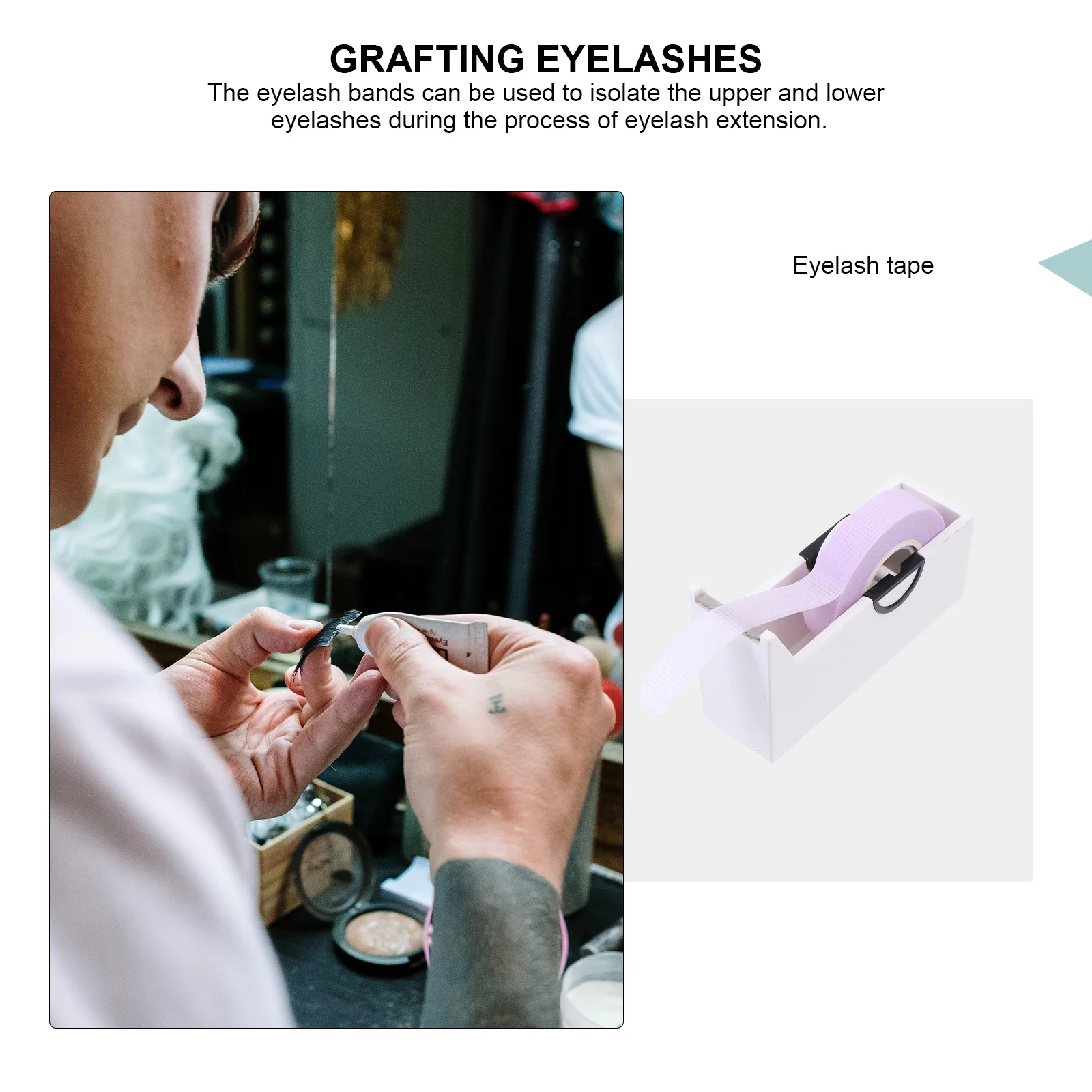 1 セットまつげテープカッター付き接着パッチまつげエクステンショングラフト美容サロン使用通気性敏感肌安全なメイクアップ