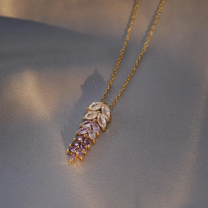 Gold Plated Necklace Jewelry Lightweight Everyday Accessories  Copper, Seeds, Ears of Wheat.