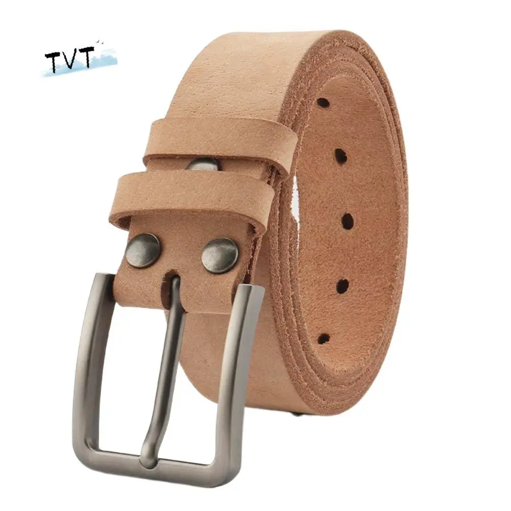

Classic Alloy Men Wide Belt Natural Cowhide Color Long Genuine Leather Belt Retro Texture Jeans Waistband Waist Seal