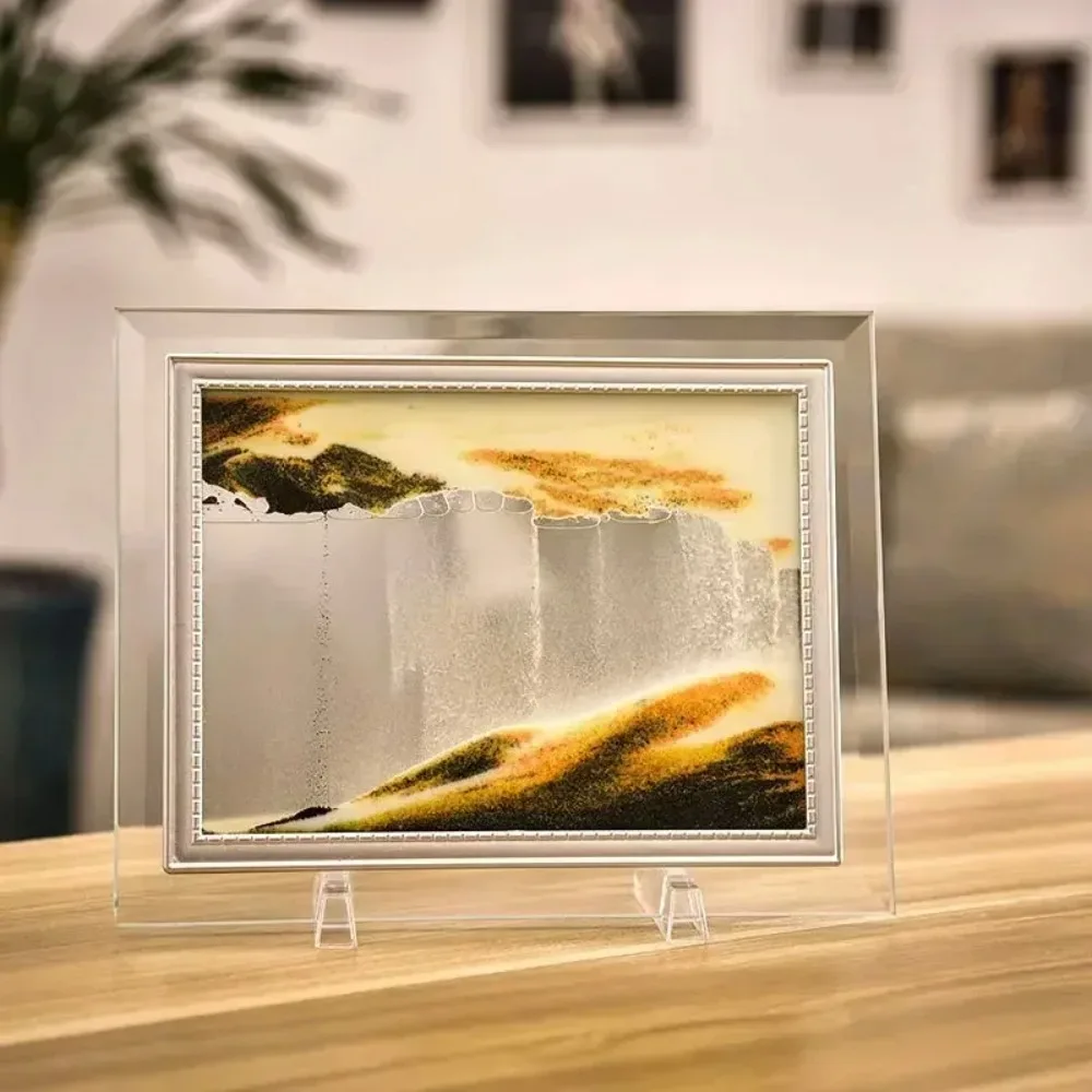 Round Glass Moving Sand Picture Deep Sea Sandscape Hourglass Quicksand Art Flowing Craft Decorative Painting