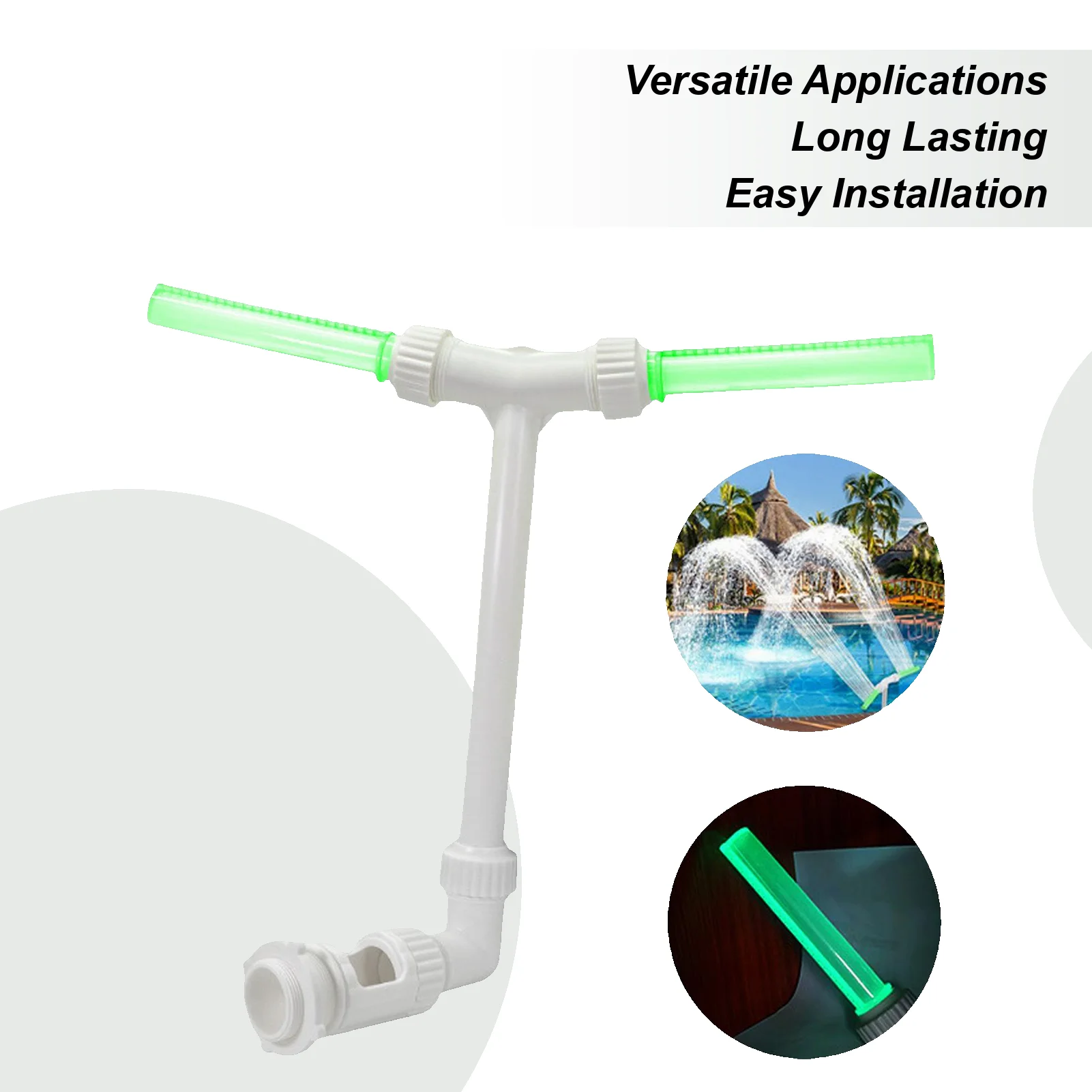

Water Fountain For Pool Pool Sprinkler Fountain Glow In The Dark High-Pressure Double Nozzle Cooler Adjustable Height Spray