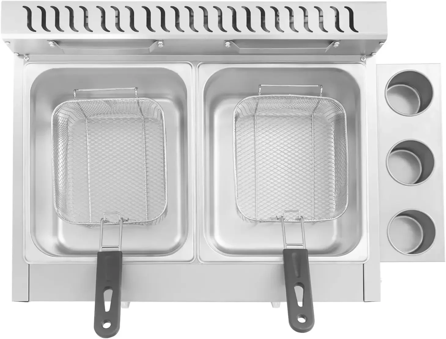 Dual Tank Gas Fryer Countertop Deep Fryer Stainless Steel Machine With Removable Holder Filter Baskets For Restaurant Kitchen Fo