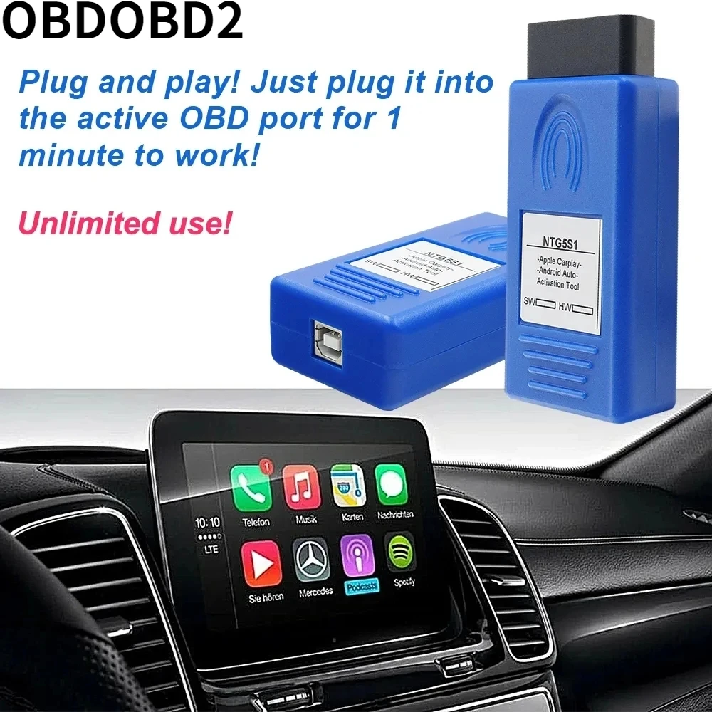 

Really Latest NTG5S1 CarPlay for Apple/Android OBD2 for Mercedes/Benz NTG5.1 Via OBD2 for IPhone/Android NTG5 S1 Activation Tool