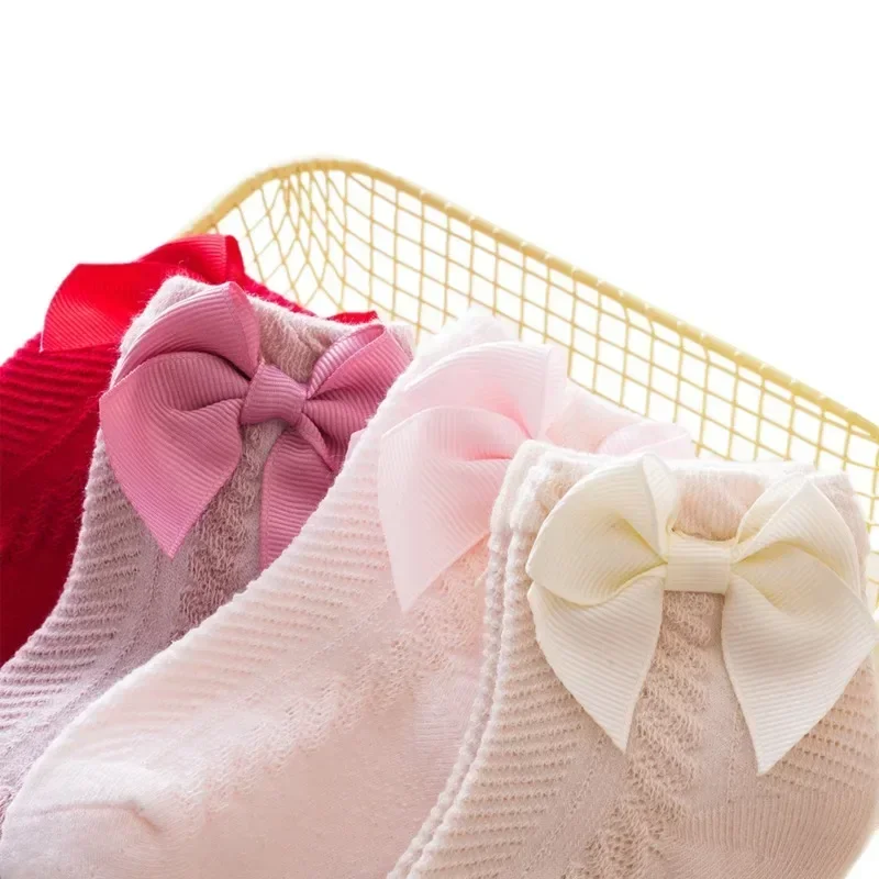 

Baby Girls Ankle Socks 0 - 3 Years - Summer Soft Cotton Breathable Socks with Bows, for Infants & Toddlers