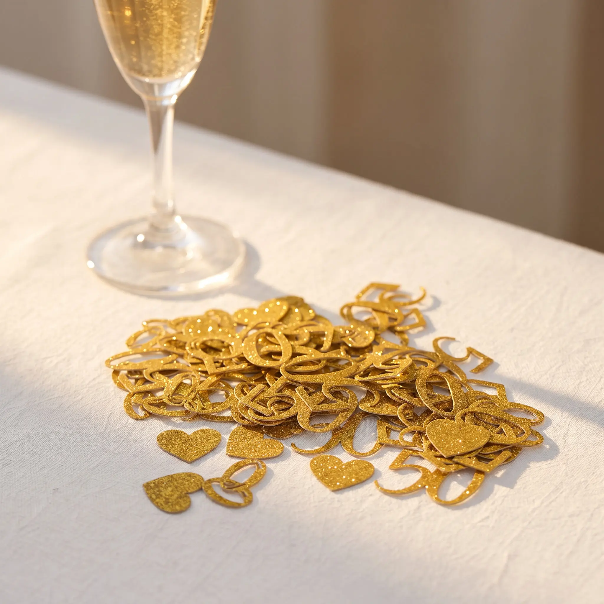 100 Pcs Celebration Confetti 50th Wedding Glitter Sprinkles Anniversary Table Scatter Birthday Decorations Gold Buffet Party