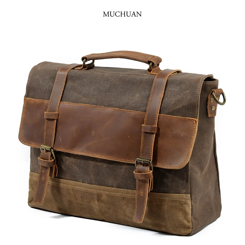 New waterproof oil wax briefcase Europe and the United States man bag retro business bag Shoulder Messenger bag