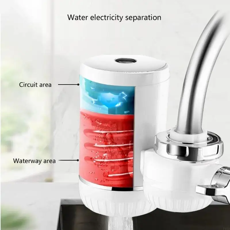 P82E 빠른 가열 탱크리스 온수기 수도꼭지 LED 온도 디스플레이 부엌 및 욕실 사용을위한 온수기 수도꼭지.