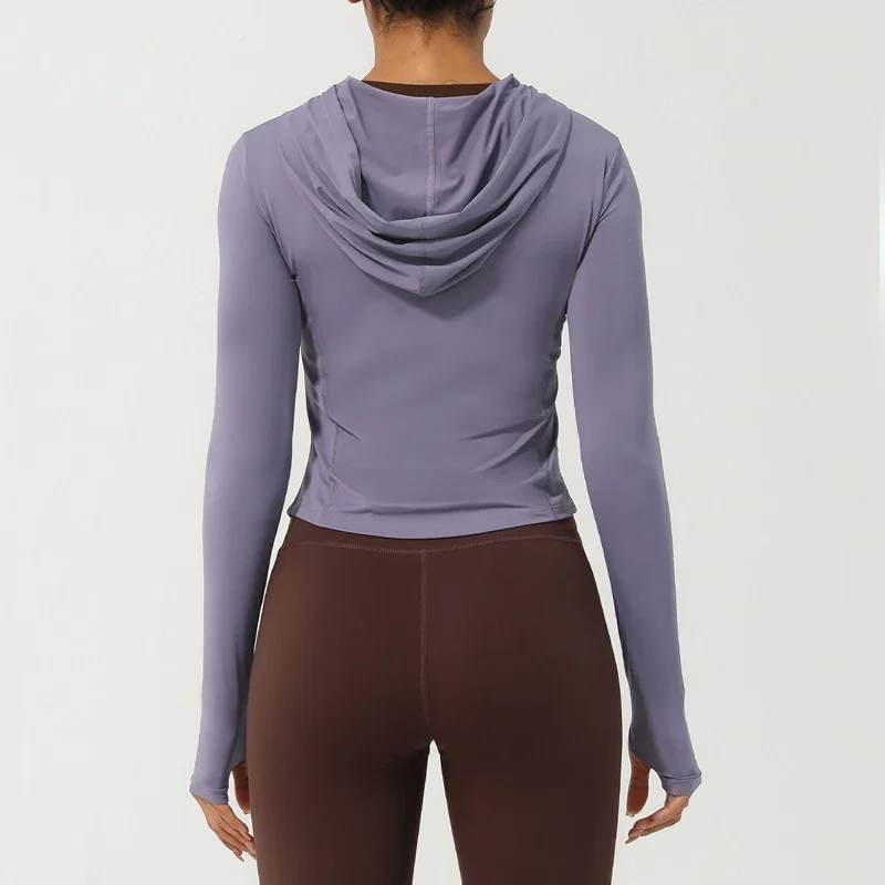 Long Sleeve Outdoor Running Yoga Shirt Anti-UV Sun Protection Lightweight Gym Sweatshirt Breathable Fitness Jacket Sportswear