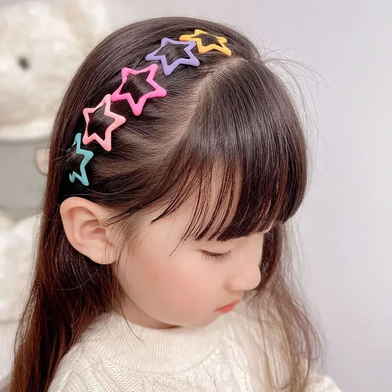 10pcs Metal Five-Pointed Star Colorful Hairpin Cute Candy Color Girls Hair Clips DIY Women Accessories For Hair Clips