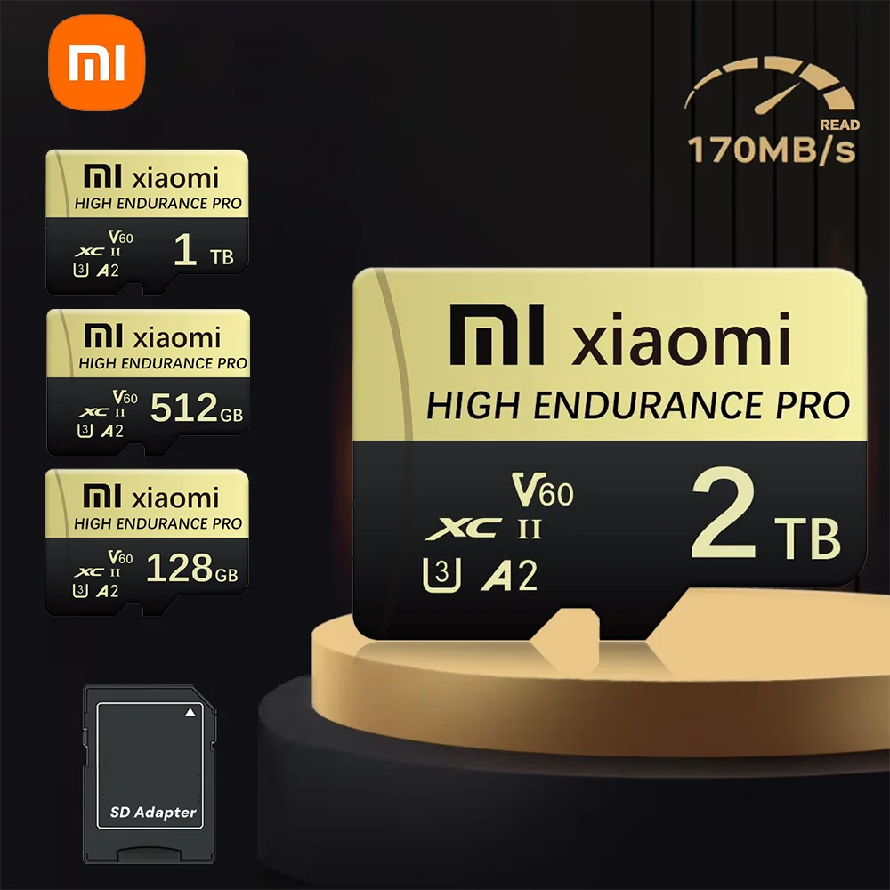 Xiaomi Mini SD การ์ด 256GB 128GB 2TB การ์ดหน่วยความจําความเร็วสูง Class10 TF Card 512GB TF Card Minisd แฟลช USB Flashdisk อะแดปเตอร์ฟรี