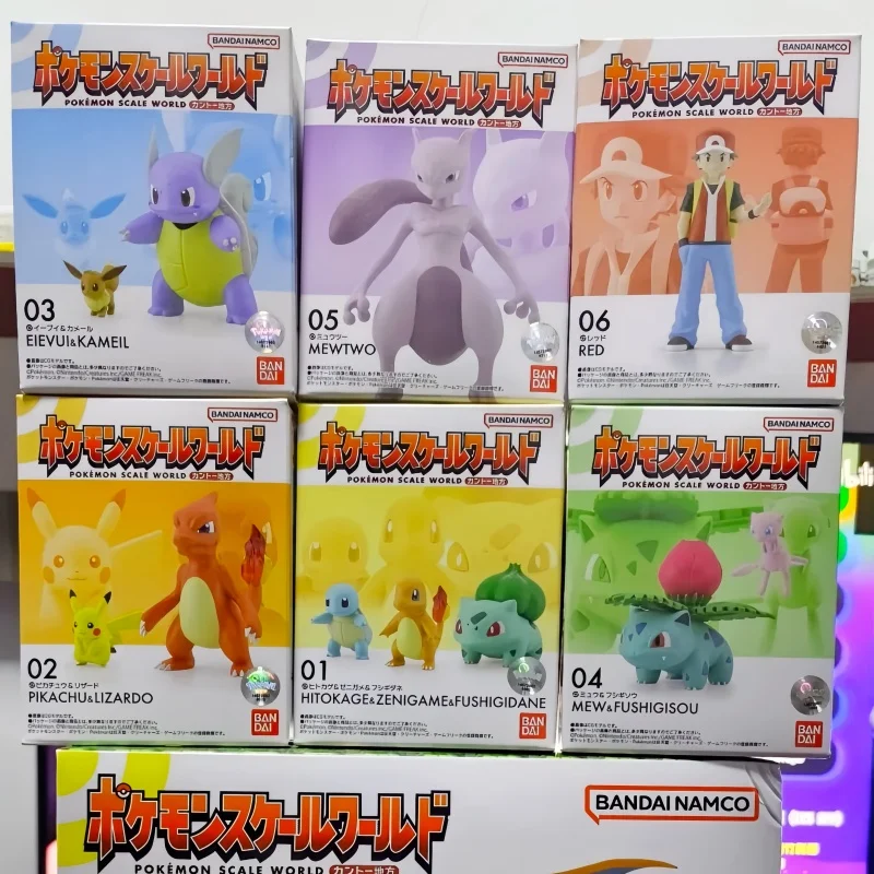 New Bandai Original Scale World Pokemon Kanto Region Red Charmander Squirtle Bulbasaur Anime Action Figures Toys For Kids Gifts - view 5