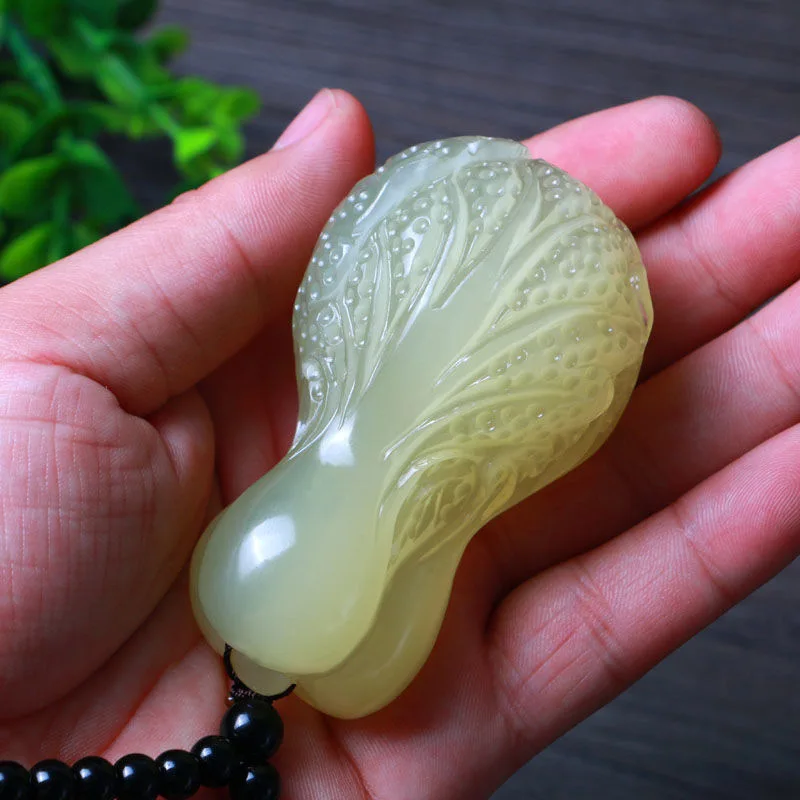 Natural Hetian Jade White Cabbage Pendant Charm Jewellery Women's Hand-Carved Pendant for Women Men Fashion Accessories