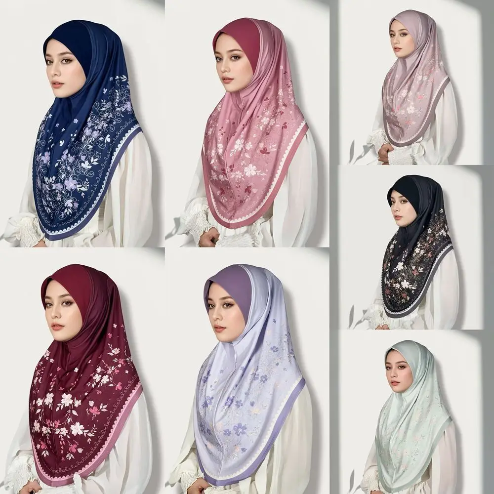 

Дышащий хлопковый тюрбан с цветочным принтом для женщин, регулируемый, универсальный, в арабском стиле, для Ид аль-Фитр, в различных цветах