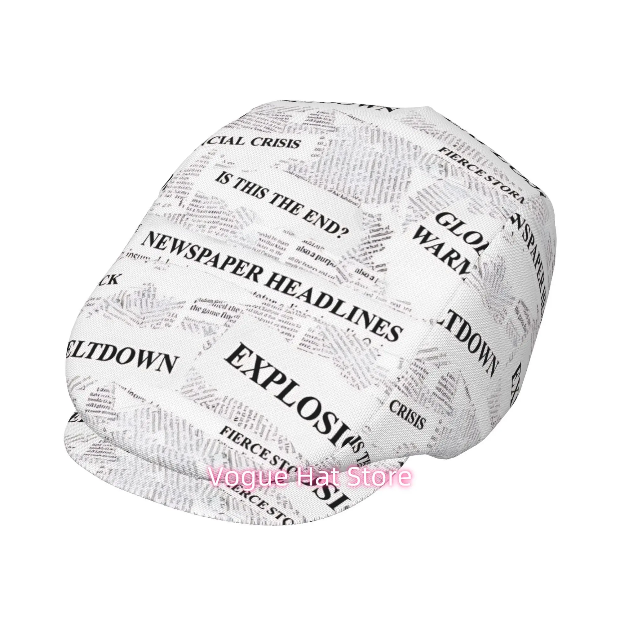 1pc of News Fragments, a Beret with an All-Over Print, a Vintage Newsboy Hat, Suitable for Everyone, an Essential Fashion Item f