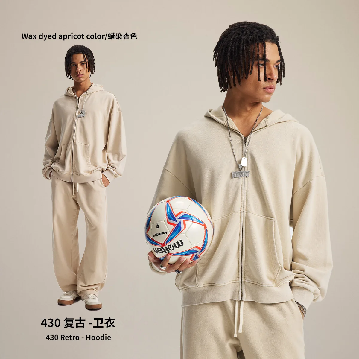 

High Quality Luxury Apparel Street YKK Zipper Cotton Sweatshirt Pants Men's Retro Washed Hooded Suit for Men and Women