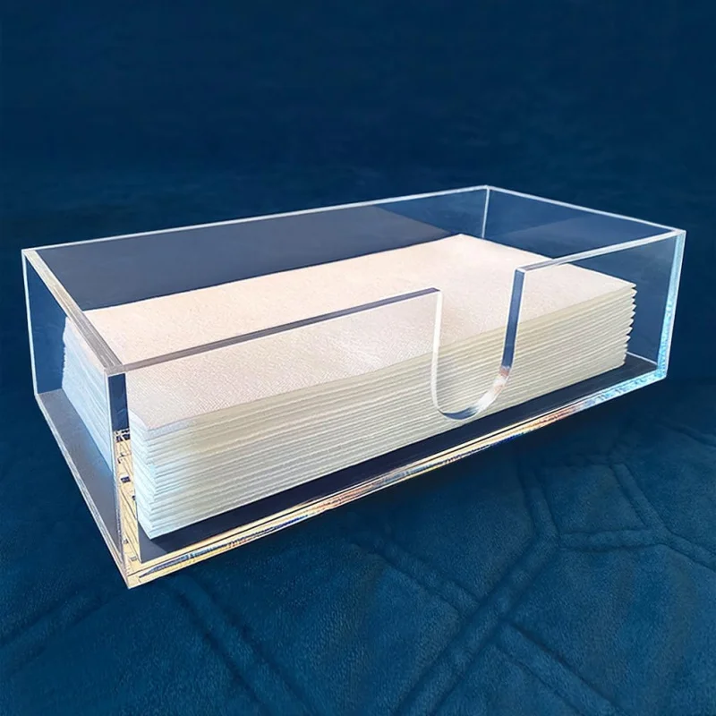 Clear Acrylic Napkin Holder (3mm) Multifold Paper Towel Dispenser(24X11X6CM) Hand Towel Holder for Kitchen Countertop & Bathroom