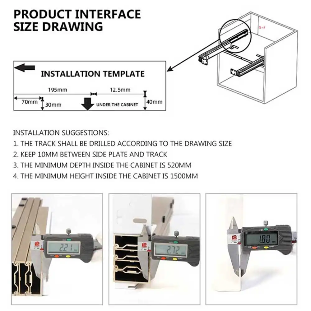 Imagem -06 - Telescópico Folding Guia Trilho Multifuncional Flat Push Multi Seção Pull-out Gabinete Mesa de Jantar Gaveta Slide Rail