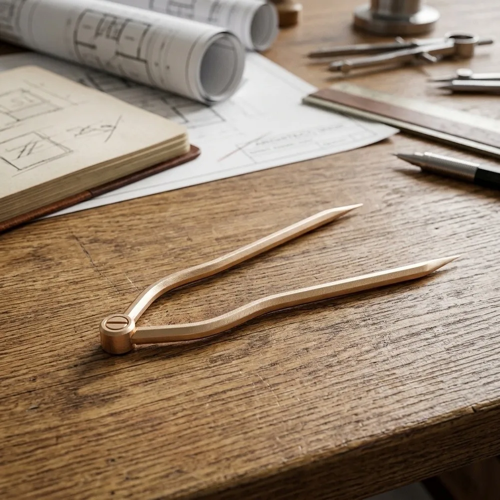 Brass Navigation Tool for Plotting Courses Measuring Distances on Charts and Performing Geometric Constructions