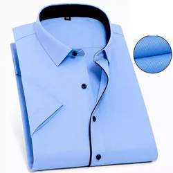 summer Men Office Shirt cotton Plus Size 10XL 12XL 13XL Formal Shirts short Sleeve Business Big 5XL 9XL Blue Black Shirt