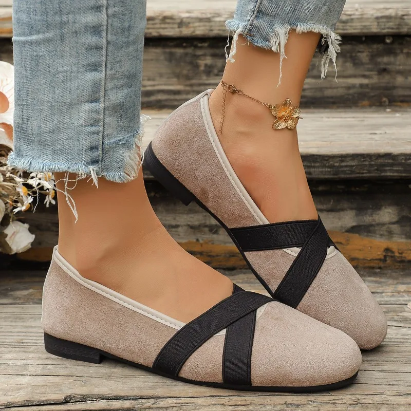 2026 New Retro Round Toe Lightweight Women's Flats and Loafers Fashion Cross Strap Casual Non Slip Women Shoes Балетки Женские