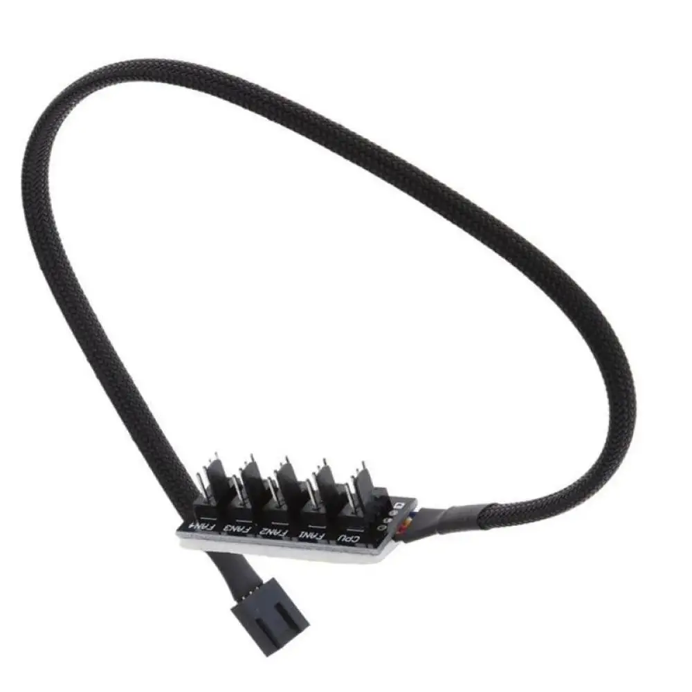 Cooling Fan Hub 5 Way Splitter PWM Adapter 4 Pin Connector For Desktop PC Chassis Case Fan Speed Temperature Control System