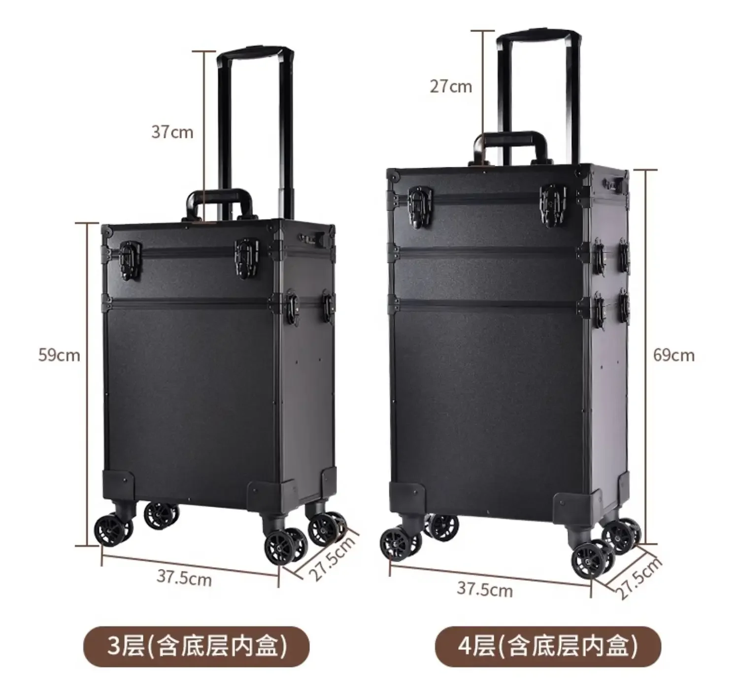 

Cosmetic case Professional follow-up artist tie rod with lamp and mirror Bridal makeup artist special case