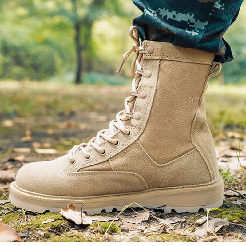 

High-quality Men's Tactical Boots Non-slip Wear-resistant Combat Training Boots Lace-up Jungle Desert Boot Outdoor Hiking Shoes