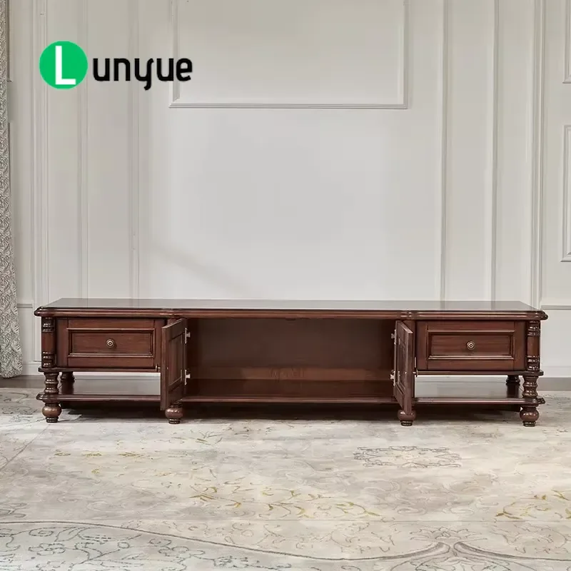 Modern American Solid Wood TV Cabinet Simple Storage Furniture for Small Living Room Elegant Media Console with Ample Space