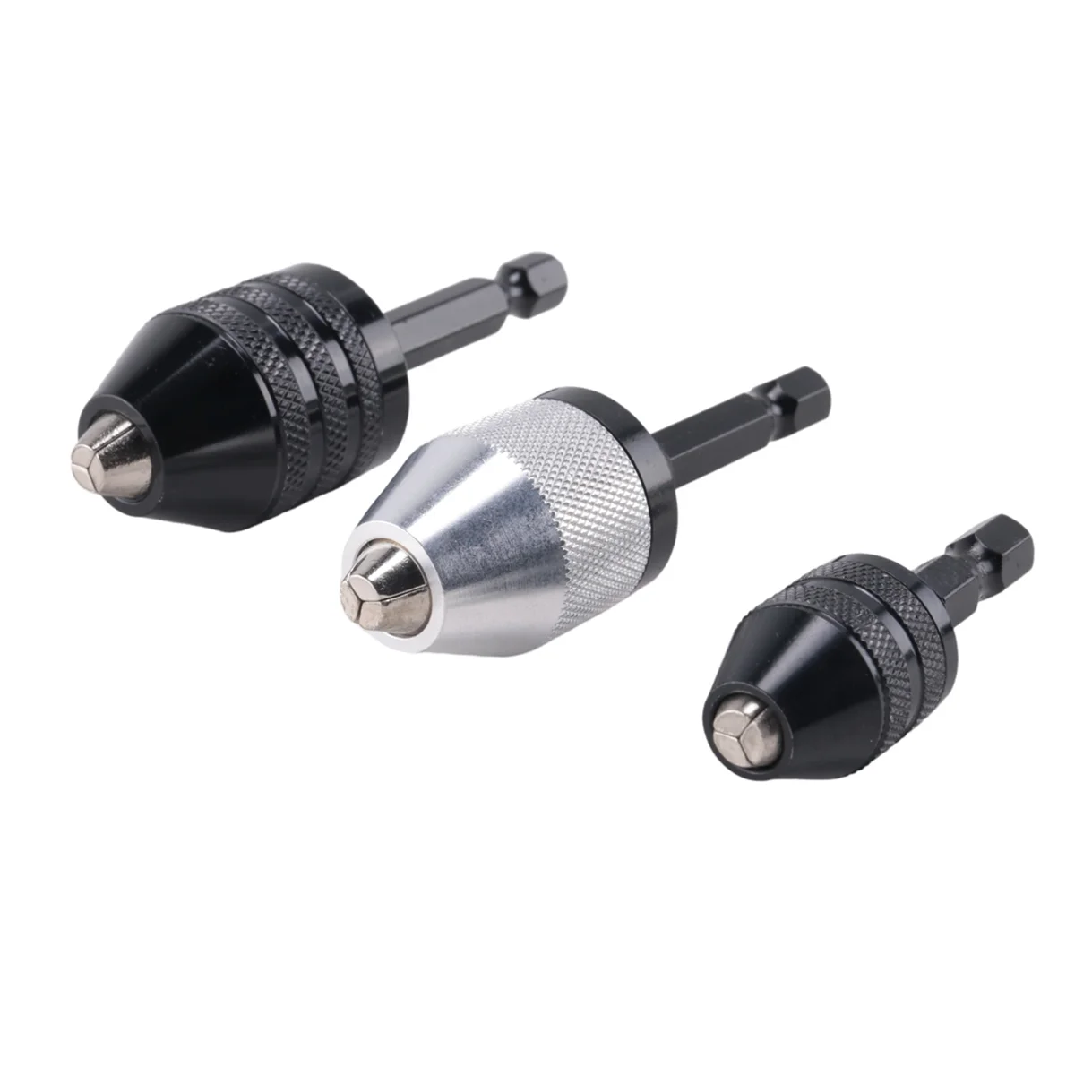 3 Pcs Keyless Drill Chuck 1/4 Inch Hex Shank Keyless Drill Chuck Converter Drill Adapter for Impact Drill Tool