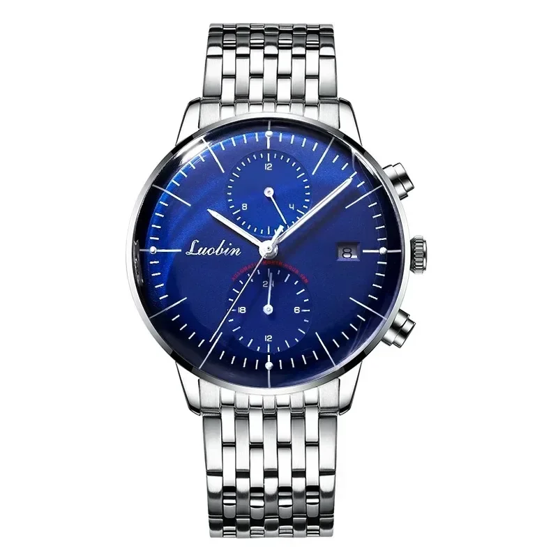 Reloj de cuarzo clásico para hombre, cronógrafo de acero inoxidable, resistente al agua, calendario luminoso, de lujo, personalizado, 42mm