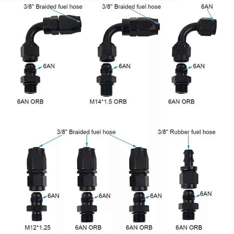 

Adjustable Fuel Pressure Regulator Kit Oil 0-100Psi Gauge -6AN Black