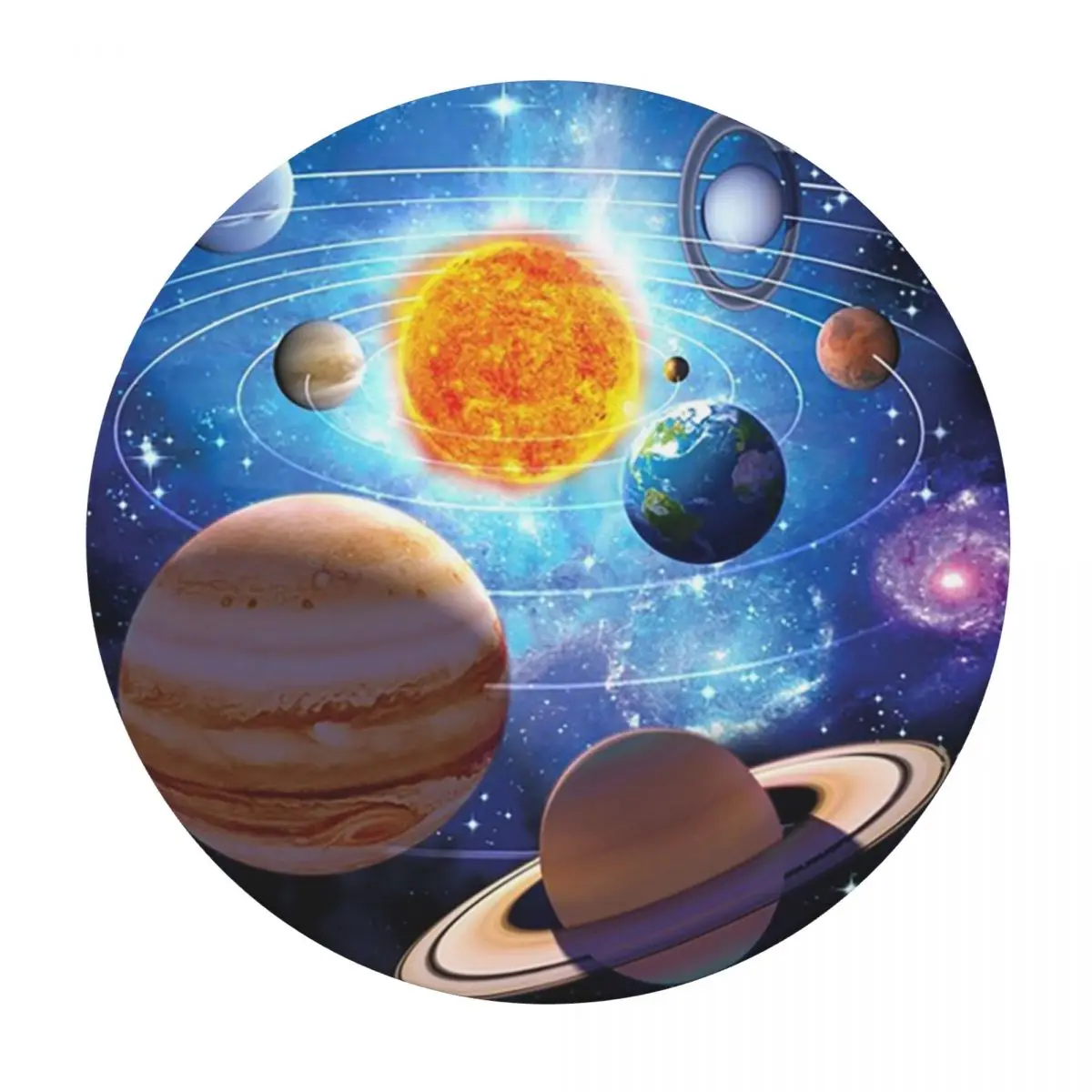 Solar System Space Planets Universe Waterproof Round Tablecloth Oilproof Table Cloth for Kitchen Events Dining Table Cover